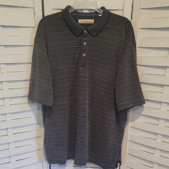 Tommy Bahama Mens Gray‎ And Black 3 Button Collar Shirt Size XL - Picture 1 of 4